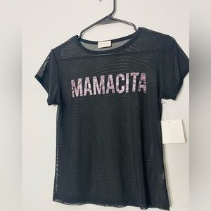 Free Kisses Black Sheer 'Mamacita' T-Shirt